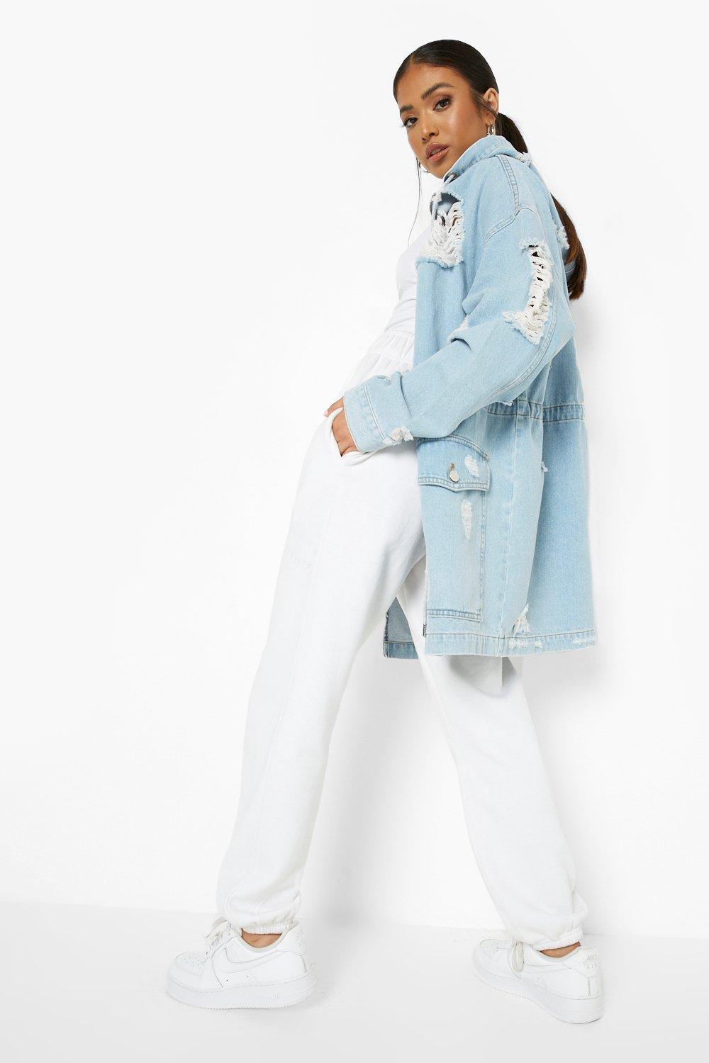 Petite longline sale denim jacket